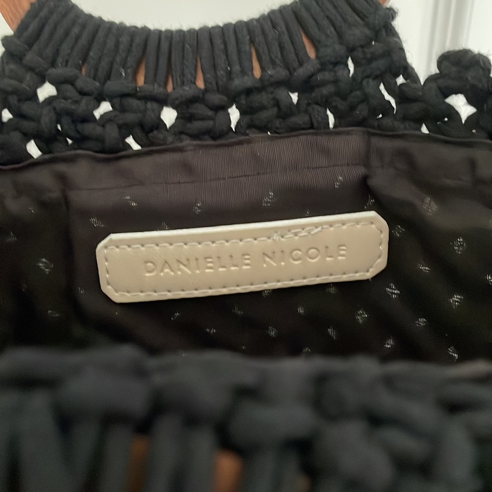 Danielle Nicole Black Macram Fringe Crochet Bag - image 4